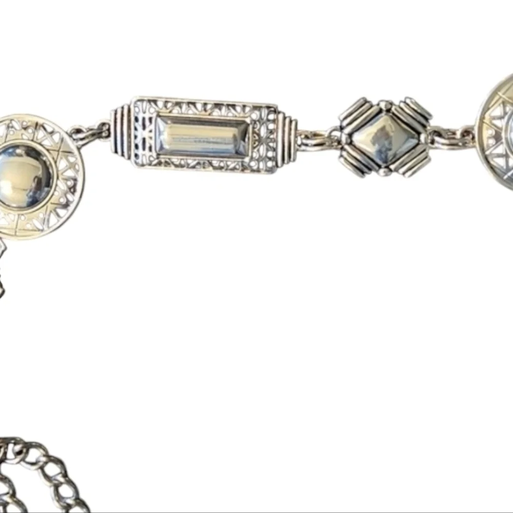 Chico's Silver Chain Belt with Intricate Detailing